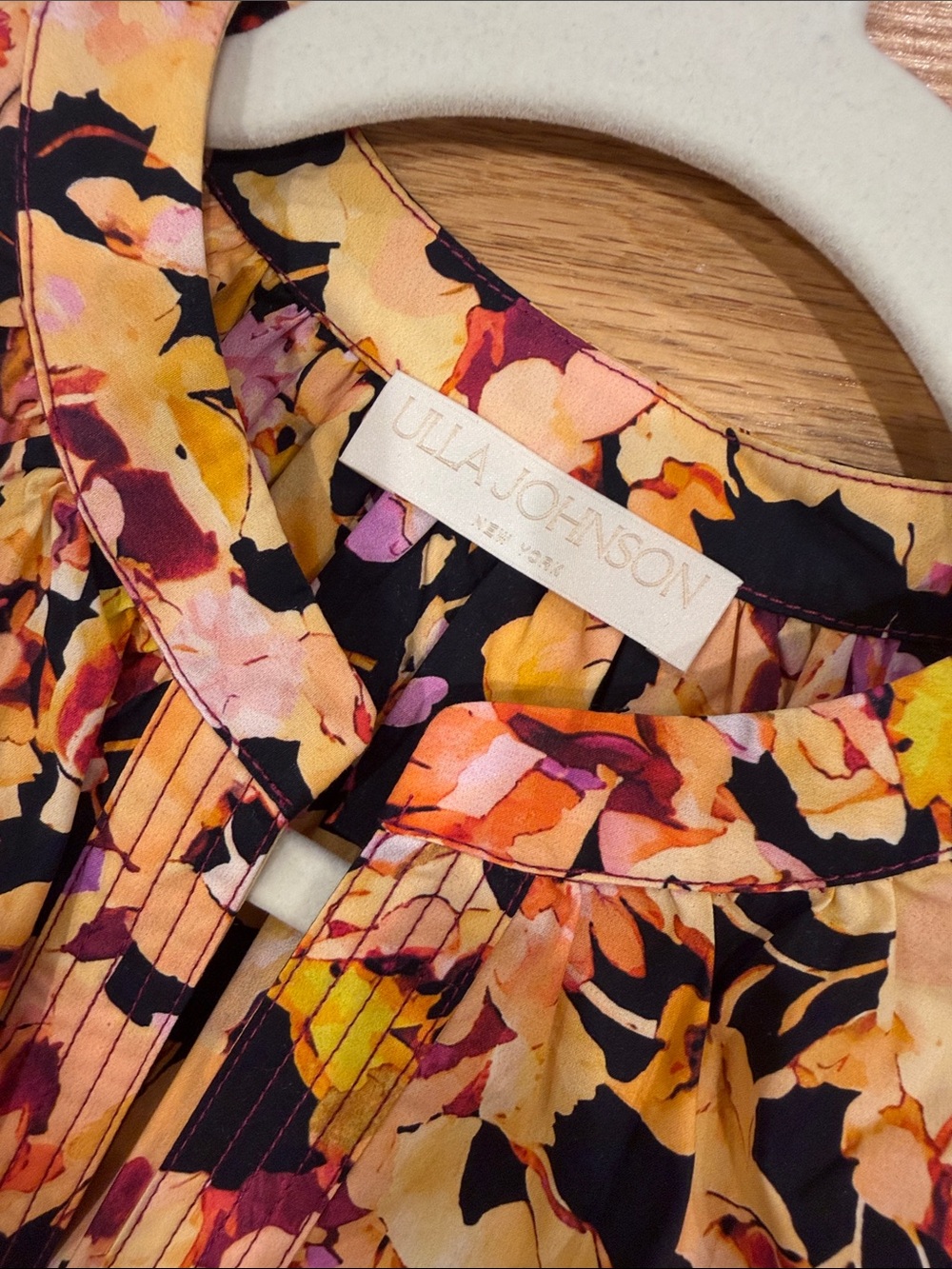 NWOT Ulla Johnson Floral Midi Dress with Orange & Pink Blooms, Size US 6 - Picture 8 of 9